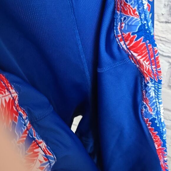 NWT Men's XXL Resort Swim Trunks Red Blue Palm Print Lined Water Shorts Beach - Picture 14 of 15